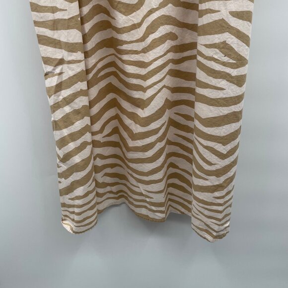 Loft Womens Maxi A-Line Dress Belted Sleeeveless Tan/Cream Print Size XL Pockets - Picture 3 of 9